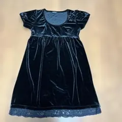 SPIGA ブラックベルベット 半袖ワンピース