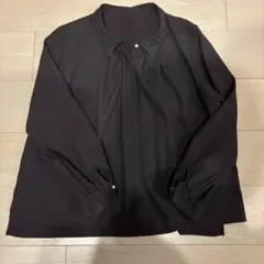 パールボタン　ブラウス　チャコールグレー　M