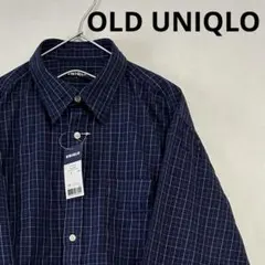新品 90s OLD UNIQLO 長袖チェックシャツ レギュラーカラー
