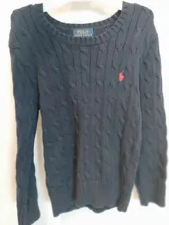 POLO ネイビー ケーブルニットセーター