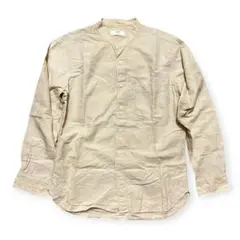 ユニクロ コットンリネンスタンドカラーシャツ ベージュ M