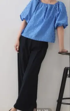 OPAQUE.CLIP タックワイドパンツ ネイビー 40 新品未使用 タグ付き