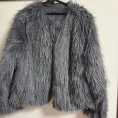 フェイクファーコート グレー