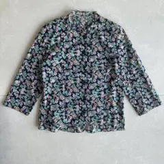 美品✨️ Three Flora M〜L 総柄ブラウス 花柄 ヴィンテージ