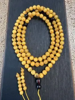 T-794天然　本琥珀　アンバー老蝋　ネックレス　多重ブレスレット　6mm