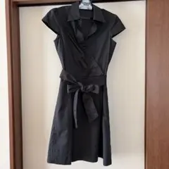 ROPE 半袖 カシュクールワンピース ブラック