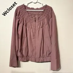 ダブルクローゼット Wcloset シャーリング ジップアップ ブルゾン ピンクのサムネイル