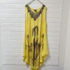 California Breeze イエロー 花柄 ノースリーブワンピース