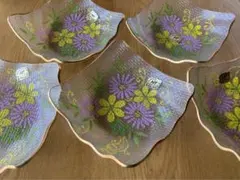 ガラス皿☆新品未使用 5枚セット レトロ