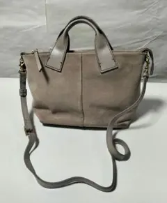 TOPkAPI グレー スエード トートバッグ 中型 取り外し可能ストラップ