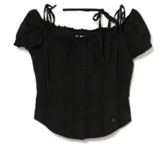 Shirring ribbon camisole black AM1371 - メルカリ