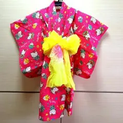 平成レトロ　サンリオハローキティ 浴衣 ピンク 100cm 帯付き