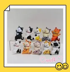 猫の置物 置物 猫 招き猫 10 セット 癒し 幸運 雑貨 ねこ プレゼント 3