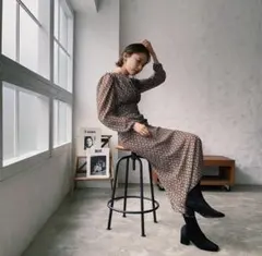美品】Link / knuth marf リッチパターンワンピースベージュ - メルカリ