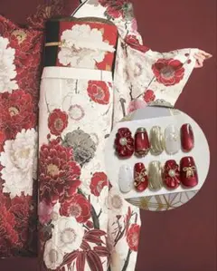 成人式 振袖ネイルチップ 和装小物 水引き マグネットネイル