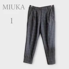 チェック柄テーパードパンツ　グレー系　S きれいめカジュアル　秋冬　レイカズン