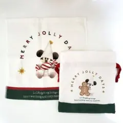 新品　ディズニー　クリスマス　リルリンリン　タオル　巾着　2点セット
