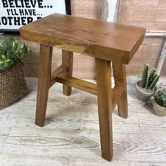 オールドチーク天然無垢材丸木脚スツール丸M木製イス花台ナチュラル