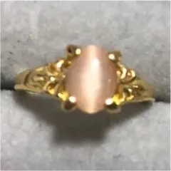 オレンジムーンストーン 【artificial】シンプル 一粒 リング 華奢