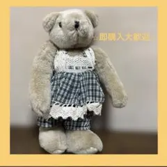 【オルゴール付き】レトロ カントリー風 テディベア ぬいぐるみ チェック柄のサムネイル
