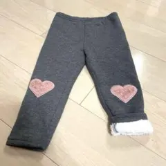 【美品】SHEIN 裏起毛　グレー ハートパッチ パンツ 2-3Y