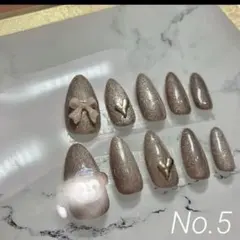 ちゅるちゅるリボンハート付きネイルチップ10個set