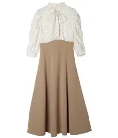 〚美品〛earth ハイウエスト切り替えドッキングフレアワンピース