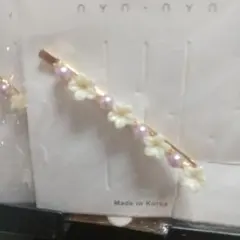 花とパールのヘアピン　2個セット　匿名配送