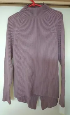 リブ編みハイネックセーター M-L パープル 新品未使用