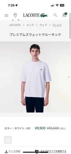 新品 LACOSTE プレミアムスウェットクルーネック