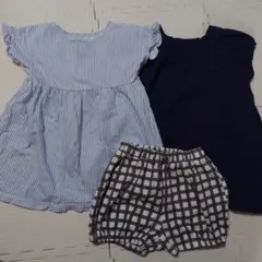 ユニクロ　ベビー服 3点セット（ワンピース・ショートパンツ）80