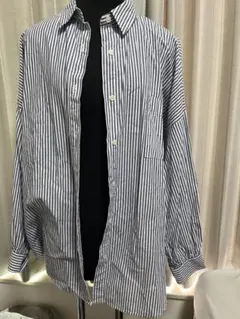 WEGO ストライプシャツ 長袖 ネイビー