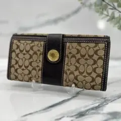 コーチ 長財布＊二つ折り ホック式 シグネチャー柄＊