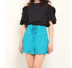 新品タグ付き SNIDEL ターコイズ ハイウエストショートパンツ