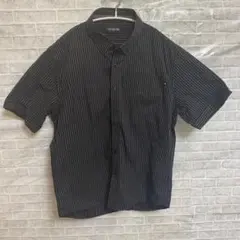 【美品】RUSH HOUR ストライプ半袖シャツ　Lサイズ 黒のサムネイル