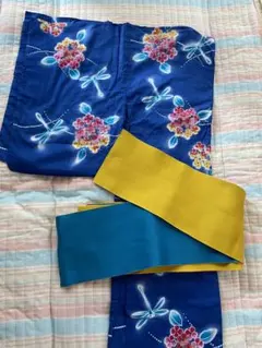 浴衣セット　紫陽花とんぼ柄