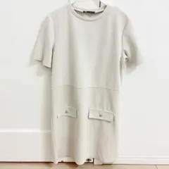ZARA ザラ 半袖 ミニワンピース アイボリー XS