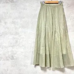 GU　ロングスカート　フレア　シアー　体型カバー　ウエストゴム　チュール