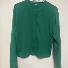 【送料込】UVカットジャージークルーネックカーディガン グリーンMサイズ
