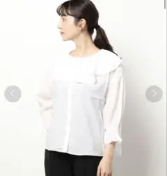 サマンサモスモスブルー　前後2wayラッフルフリルブラウス　ホワイト　F