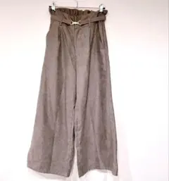 秋冬物　レディースワイドパンツ　サイズフリー　茶色　茶系　ベルト付き