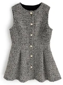 GRL ツイードペプラムベスト