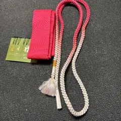 重ね織 ピンク帯締めと重ね襟のセット