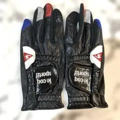 極美品☆lecoq sportif ルコック　ゴルフグローブ　黒　両手　Mサイズ