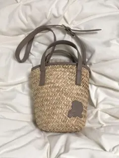 ストロー バケツ型かごバッグ ベージュ ショルダーバッグ