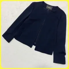 未使用級 PAUL STUART ノーカラー ジャケット サイズ8 M ネイビー