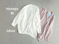 Honeys　ハニさら　シアー カーディガン　ピンク ホワイト　M　2点セットのサムネイル