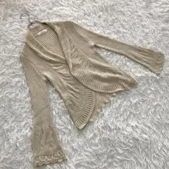 ギャラリービスコンティ【L相当】ラメ入り カーディガン/ウエスト紐付 ショール