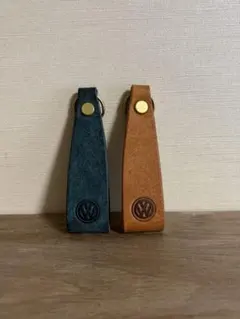 フォルクスワーゲン　レザーキーホルダー2色セット【ブラウン・グリーン】