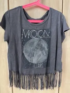 月と星プリントフリンジTシャツ